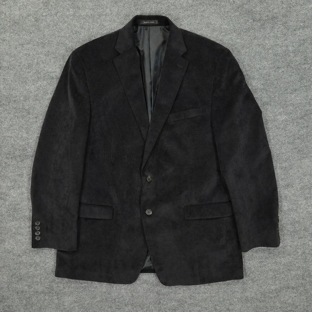 Chaps Blazer Mens 44R Black Corduroy Two Button Stretch Sport Coat Classic‎ Fit
